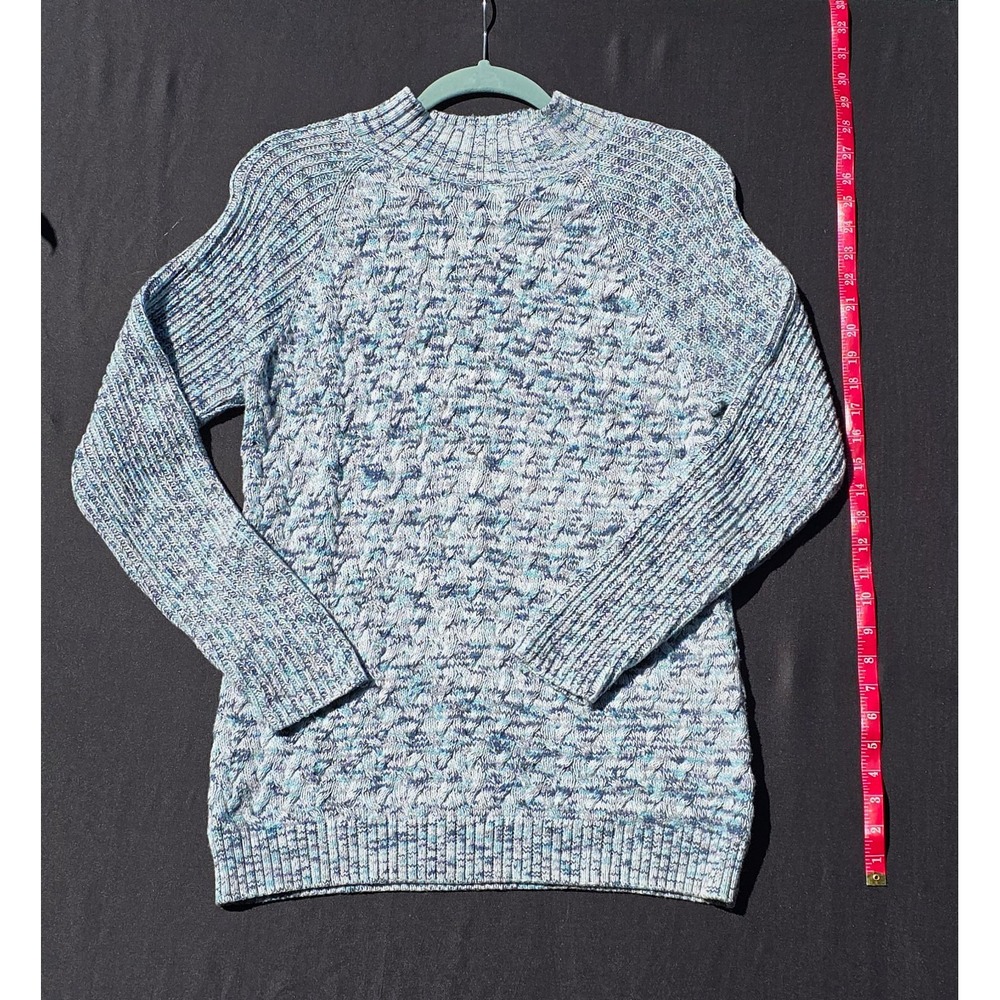 Croft & Barrow Women's Large Blue Cable Knit Mock Neck Sweater